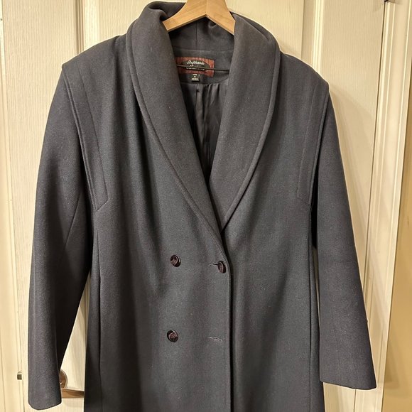 Stephanie Matthews | VTG Blue Wool Long Floor Length Double Breasted Pea Coat 12 - Picture 4 of 12